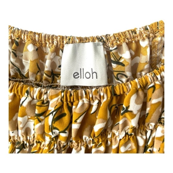 Elloh Golden Yellow Boho Floral Maxi Dress Size Small - Picture 5 of 6